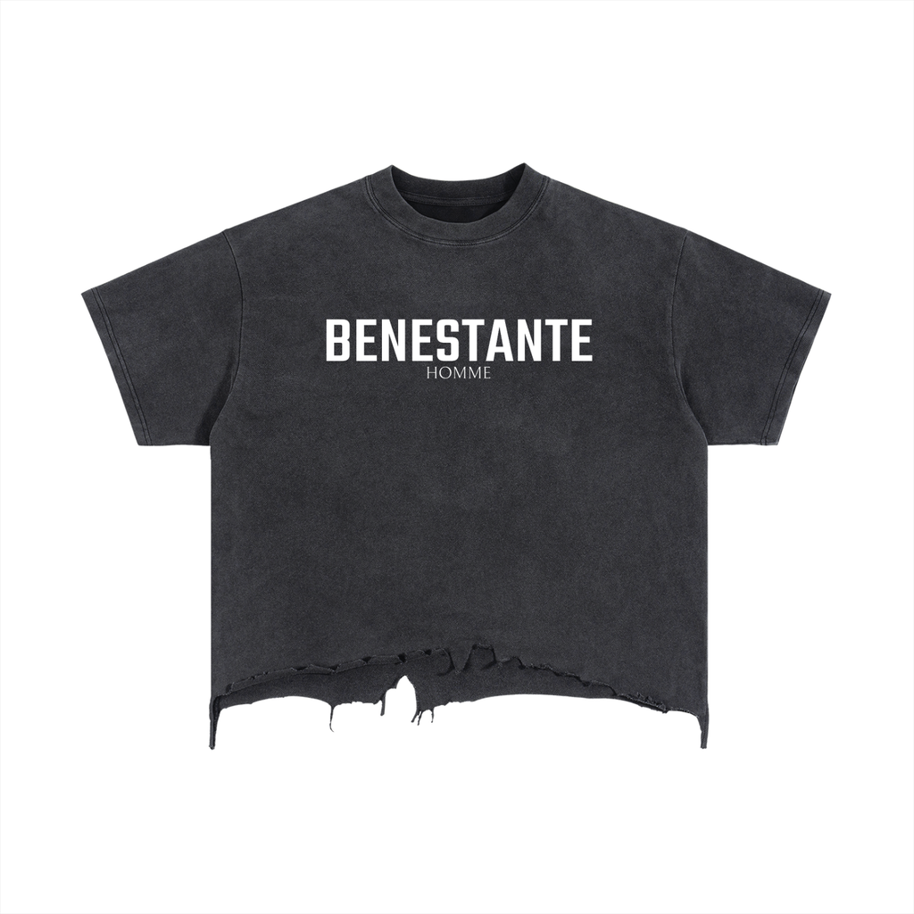 Vintage Wash Boxy Distressed Hem T-Shirt