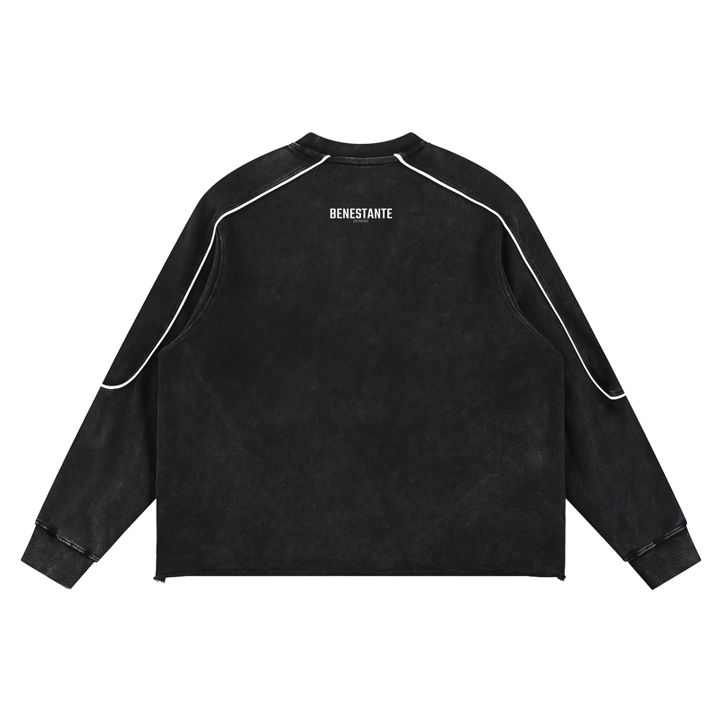 Mineral Wash Piping Raw Hem Sweatshirt