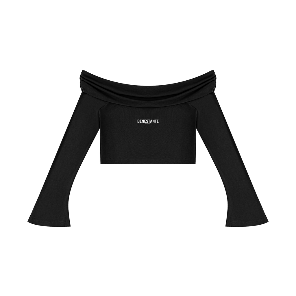 Women's Off-the-Shoulder Bell Sleeve Crop T-Shirt