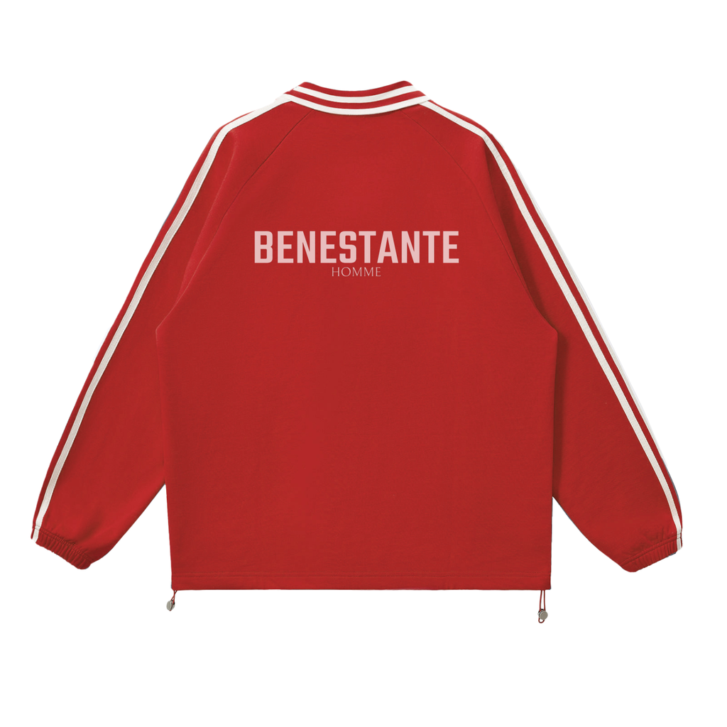 Contrast Striped Lapel Collar Sweatshirt