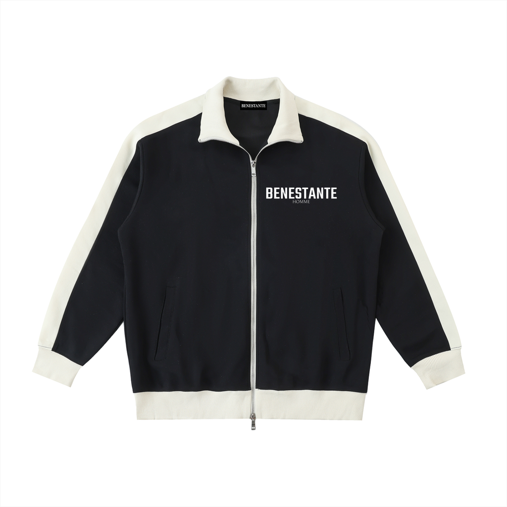 Contrast Trim Stand Collar Jacket
