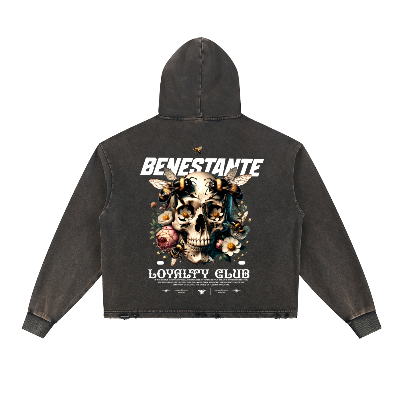 Vintage Washed Frayed-Hem Hoodie
