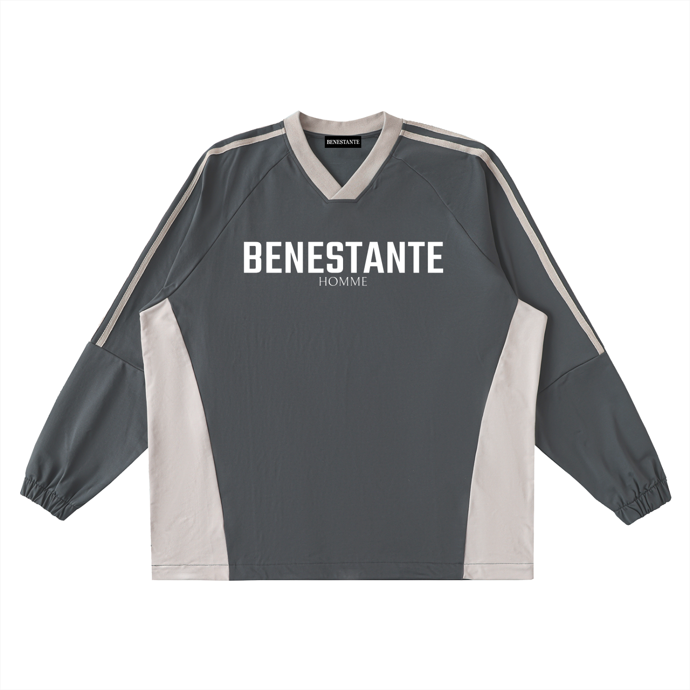 Color-Block V-Neck Long-Sleeve T-Shirt